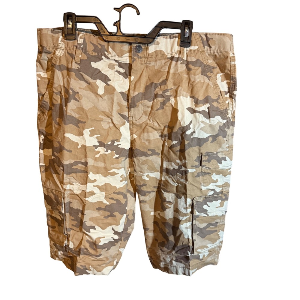 George Mens Desert Camo Messenger Cargo Shorts Size 38 Below The Knee New